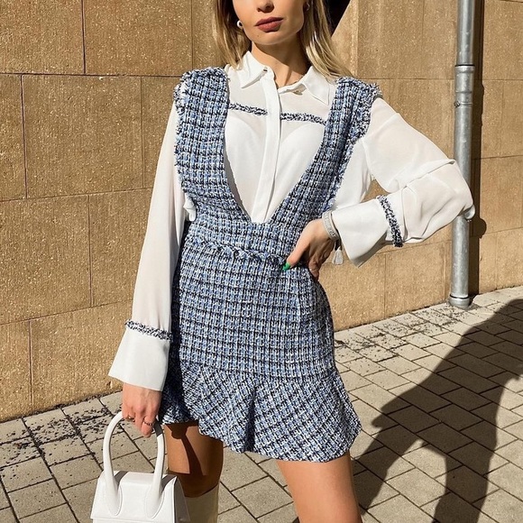 ZARA tweed look textured pinafore dress blogger favorite - Picture 10 of 14